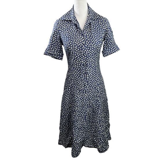 McMullen Vintage 70s Collared Fit Flare Swing Midi Dress Coffee Bean Size Small - Picture 2 of 7